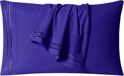 Clara Clark Bed Sheets, Premier 1800 Series 4 Piece Bed Sheet Set, Deep Pocket, Wrinkle, Fade, Stain Resistant, Luxury Soft Bedding Sheets & Pillowcases, Queen, Royal Blue