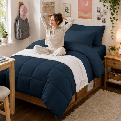 Anluoer Twin Comforter Set, 5 Piece Bed in a Bag Twin Bedding Sets