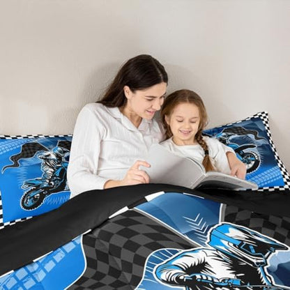 Feelyou Dirt Bike Comforter Set for Kids Boys Girls Twin Size