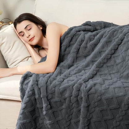 Aganear Fleece Throw Blanket for Couch Sofa 60"x80" Grey