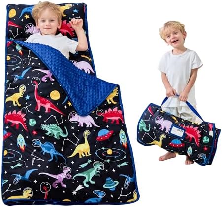 Lasoftan Toddler Nap Mat with Pillow and Blanket, Extra Large Rolled Napping Mats,Slumber Bags for Boys Girls,Kids Sleeping Bag for Daycare, Preschool Travel Camping