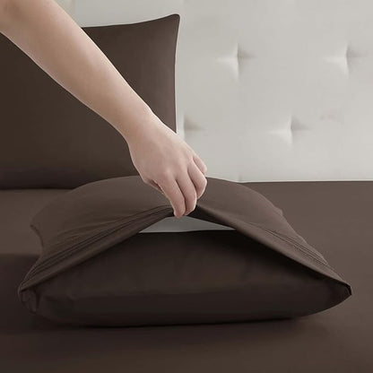 Clara Clark Queen Sheets, 6 Piece Set - Hotel Luxury Sheets for Queen Size Bed, Super Soft Bedding Set, Chocolate Brown
