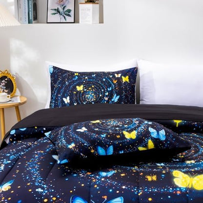 A Nice Night Comforter Set, Galaxy Theme,Twin, Blue