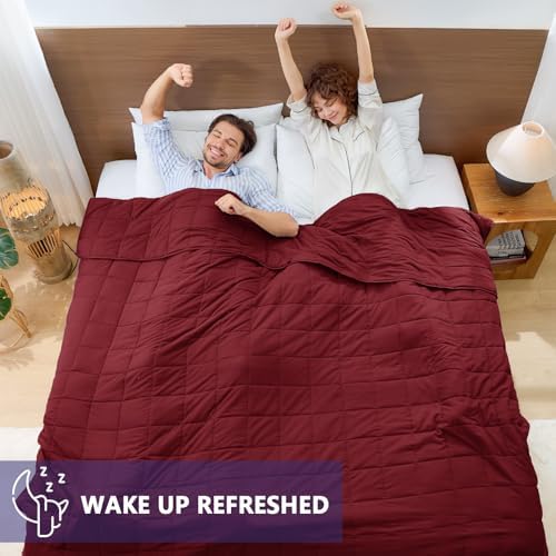 yescool King Size Weighted Blanket for Adults 20lbs, 88” x 104”, Red