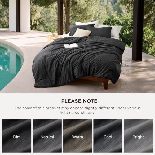 Bedsure Charcoal Cal King Comforter Set, Soft Cationic Dyed Bed Set 3 Pcs