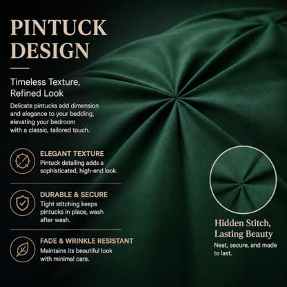 CozyLux King Comforter Set Emerald Green, 7 Pieces Pintuck Bed in a Bag