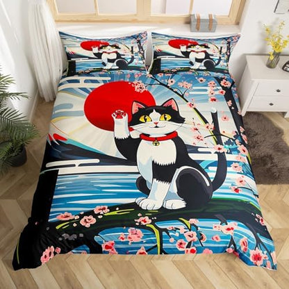 Feelyou Kids Lucky Cat Duvet Cover King Size Boys Girls