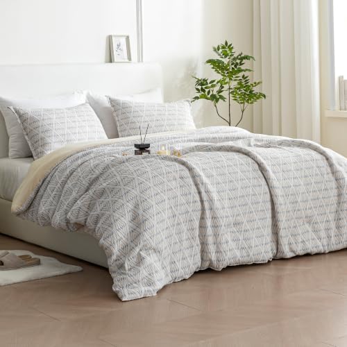 SLEEP ZONE Comforters King Set, Modern Boho Bedding Set Beige 3 Pcs