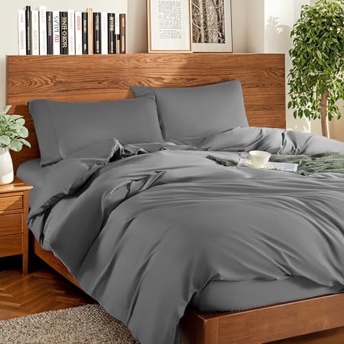 DEITAS 100% Cotton King Duvet Covers 3 Piece,1200 Thread Count，Grey