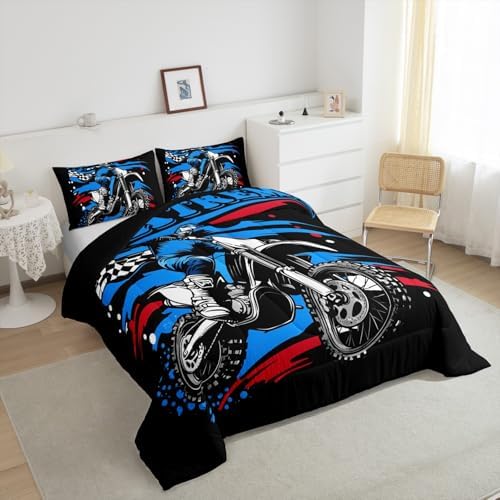 Feelyou Motorcycle Bedding Set for Kids Boys Girls Twin Size Racing