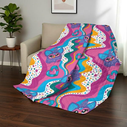 Northwest Furby Furby World Quilted Blanket, Comfy Throw, Adults Boys Girls, Soft Lightweight Bedding for Bed, or Couch, 60 x 80 inches