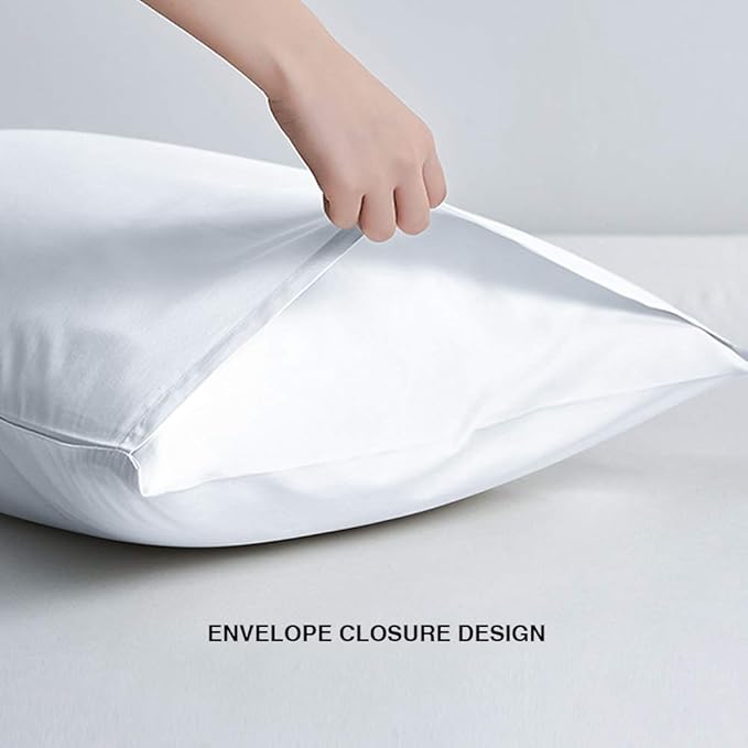 FLXXIE Pillow Cases Standard Size, Soft Microfiber Pillow Covers with Envelope Closure, Wrinkle, Stain Resistant Pillowcases, 2 Piece Set, 20x26, White