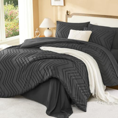Litanika Super King Comforter Set with Sheets, 7 Pieces Boho Bed Set