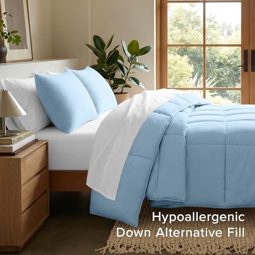 Bare Home Comforter Set - 1800 Ultra Soft (Twin/Twin XL, Light Blue)