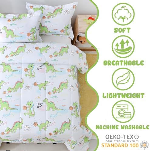 Cute Dinosaur Twin Size Bed Comforter Kids Bedding Set