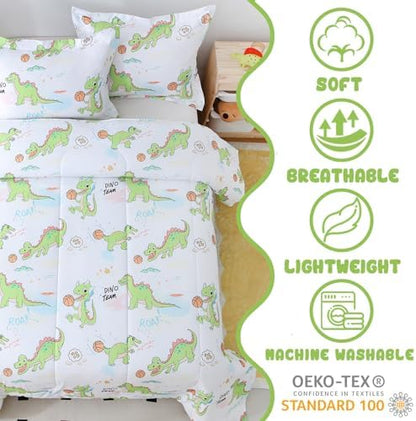 Cute Dinosaur Twin Size Bed Comforter Kids Bedding Set
