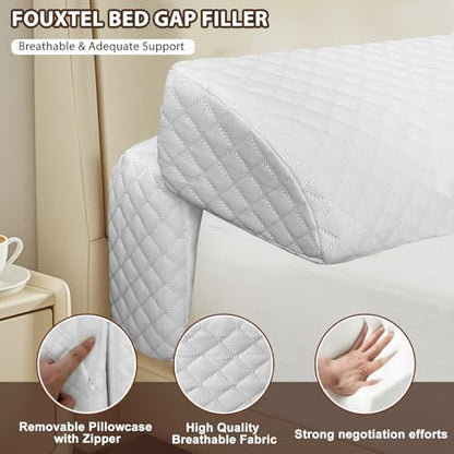 4 Modes Queen Size Pillow Wedge for Headboard Gap, Foldable Bed Wedge Pillow, Bed Gap Filler Fill The Gap (0-7"), Mattress Gap Filler Long Pillow Between Headboard and Mattress - White