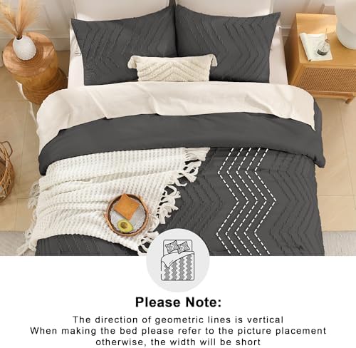 Andency Dark Grey Oversized Super King Comforter Set 120x120 Extra Large