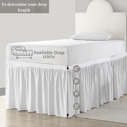 eBeddy Linens Split Corner Dust Ruffle Dorm Bed Skirt Twin XL – 42 Inch Drop, 100% Microfiber, Extra Long Bed Skirt for College Dorm, Platform Style, White Solid, Hidden Storage Solution, Easy Fit
