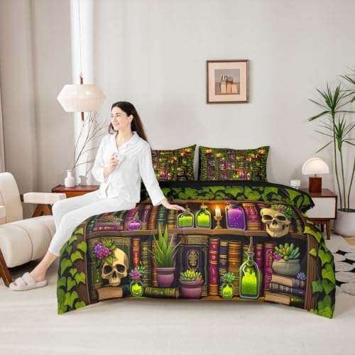 Feelyou Fairy Library Comforter Set King SizeMagic Bookshelf 7 Pcs Bedding for Kids and AdultsFairy Tale Boys Girls Bed in a Bag Bed Sheet Sets with Fitted Sheet Pillowcases for Bedroom Bed Decor