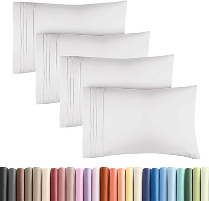 Standard Pillow Cases Set of 4 - Ultra Soft Hotel Quality Pillowcase Covers - Comfy Bedding for Women, Men, Kids & Teens - Machine Washable Pillow Protectors - 4 Piece Set - Standard Size French Grey