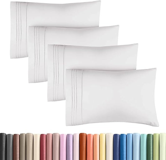King Standard Pillow Cases Set of 4 - Soft Hotel Quality Pillowcase Covers - Comfy Bedding for Women, Men, Kids & Teens - Machine Washable Pillow Protectors - 4 Piece Set - King Standard French Grey
