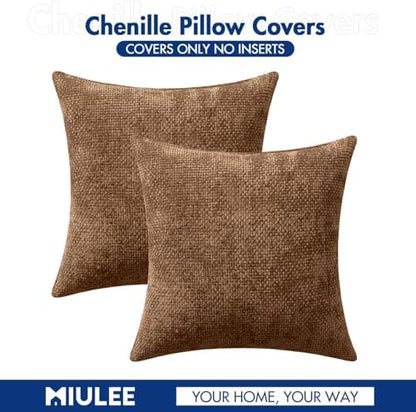 MIULEE Decorative Couch Throw Pillow Covers 20x20 in Golden Brwon 2 Pack