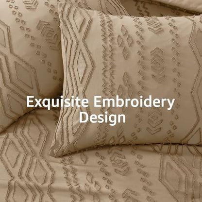 Queen Size Comforter Set- 7 Pieces Tufted Bed in a Bag Queen Bedding Sets