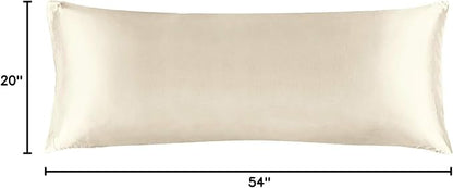BEDELITE Satin Body Pillow Cover, Super Soft and Cooling Body Pillow Pillowcase for Hair and Skin, Breathable Silky Full Long Pillowcase Cover(20"x54", Beige)