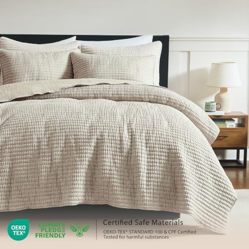 WDCOZY Taupe California King Size Quilt Set, 3 Pieces 118x106 inches