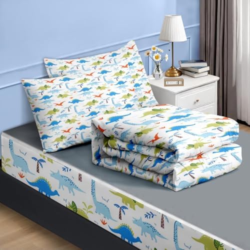 Nesker Dinosaur Twin Zipper Bedding for Boys, 3-Piece-All-in-one