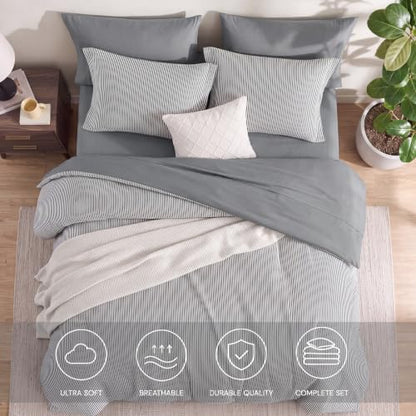 Monbix Queen Comforter Set-7 Pieces Soft Bed in a Bag Queen Bedding Sets