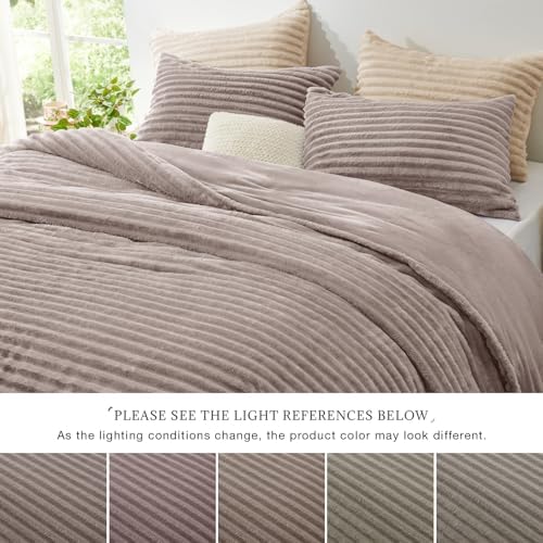 EXQ Home Fluffy Comforter Set Queen Size,3 Pieces Bed Set,Dark Khaki
