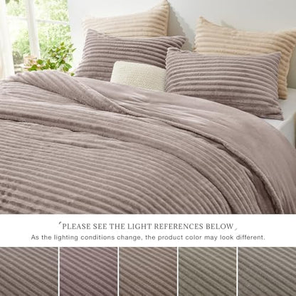 EXQ Home Fluffy Comforter Set Queen Size,3 Pieces Bed Set,Dark Khaki