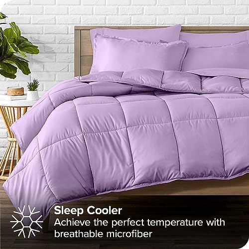 Bare Home Bed-in-A-Bag 5 Piece Comforter & Sheet Set - Twin XL - Goose Down Alternative - Ultra-Soft 1800 Premium Bed Set (Twin XL, Lavender/Lavender)