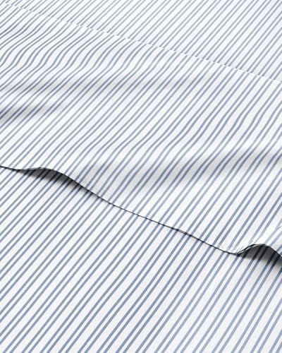 Queen 4 Piece Striped Sheet Set - Soft & Cooling - Blue Double Stripes
