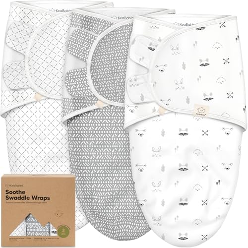 KeaBabies 3-Pack Organic Baby Swaddles for Newborns, Infant, Nordic, 3-6M