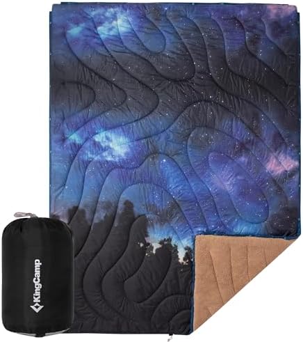KingCamp Large Camping Blanket with Sherpa Lining,Starrysky 79"x 57"