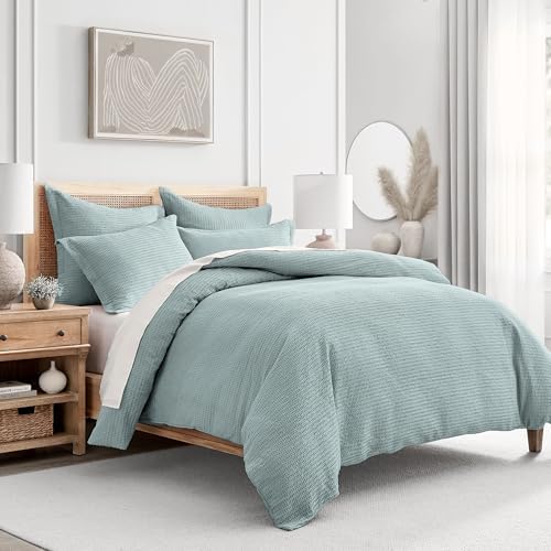 Levtex Home - Cloud Waffle Blue Haze Comforter Set - Full/Queen Comforter + Two Standard Pillow Cases - Waffle Weave - Blue Haze - Comforter (90 x 94in.) and Pillow Case (26 x 20in.) - Cotton
