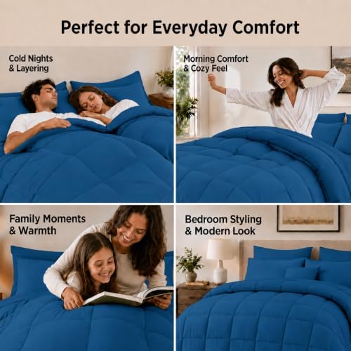 Anluoer King Size Comforter Set, 7 Piece Bed in a Bag King Bedding Sets