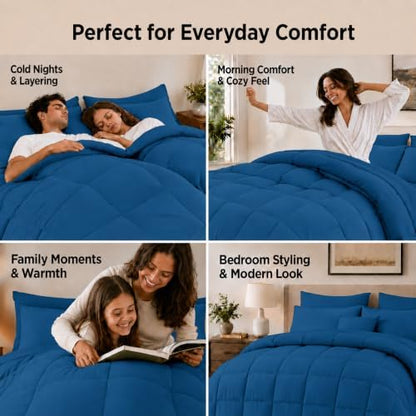 Anluoer King Size Comforter Set, 7 Piece Bed in a Bag King Bedding Sets