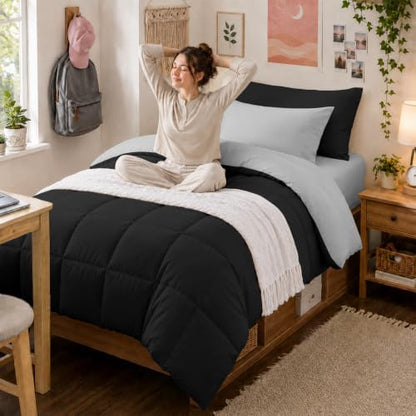 Anluoer Twin Comforter Set, 5 Piece Bed in a Bag Twin Bedding Sets