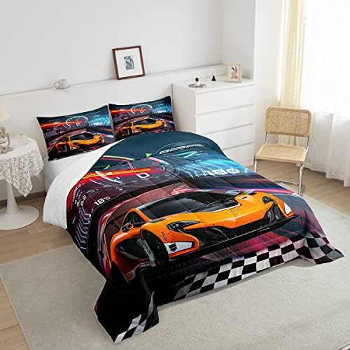 Feelyou Boys Race Car Toddler Size Bedding Set Kids Racing Car Comforter Extreme Sports Comforter Set for Teens Cool Car Comforter Car Room Decor Car Sports Quilt Set 1 Comforter Set with 1 Pillowcase
