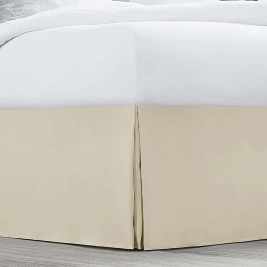 Nestl Cream Bed Skirt Queen Size - Queen Bed Skirt 14 Inch Drop - Brushed Microfiber - Hotel Quality Pleated Bed Skirt - Shrinkage & Fade Resistant