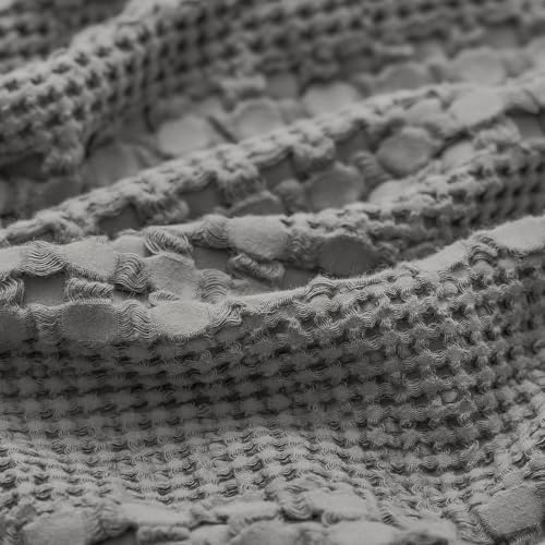 PHF Cotton Waffle Pillow Shams Standard Size 20"x26", Dark Grey, No Insert