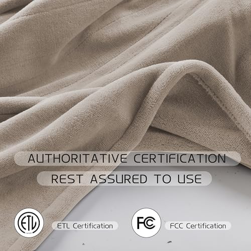 ReyyNio Electric Heated Blanket Twin Size 62"x84", 10H Auto-Off, Brown