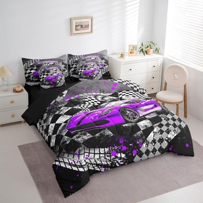 Speed Sport Comforter Set 7 Pieces,Boys Girls Race Car Bed Set for Boys Kids,Fast and Furious Bedding Bed in a Bag,Twin (1 Comforter,2 Pillowcase,2 Pillow Covers,1 Flat Sheet,1 Fitted Sheet)
