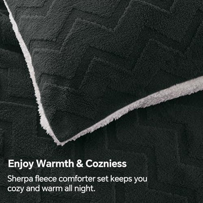 BEDELITE Fluffy Sherpa Twin Comforter Set,Black