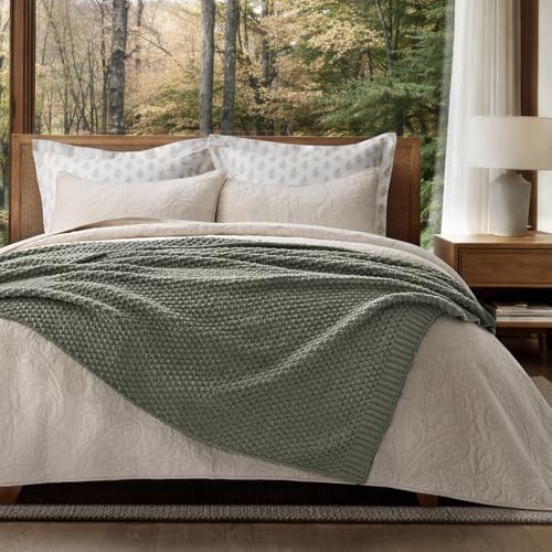EVERGRACEHOME Chunky Chenille Knit Throw Blanket, 60x80, Dried Thyme Green