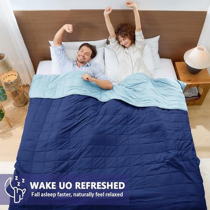 yescool King Size Weighted Blanket for Adults 20lbs, 80” x 87”, Navy & Blue